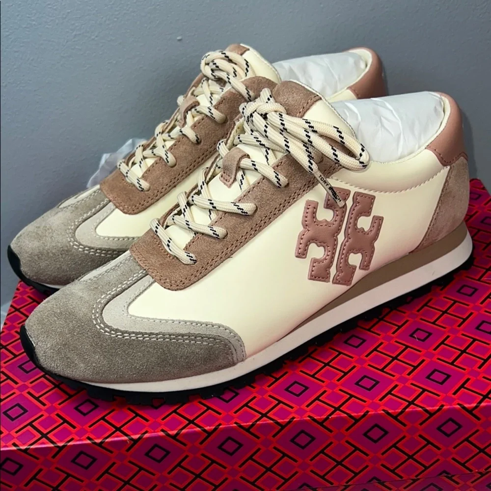 Tory Burch vintage nylon sneaker plain weave clr;malva-/orzo/pink moon. ordA(21) - Picture 1 of 9